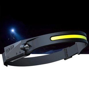 Легкий налобний ліхтар LED+COB з датчиком руху та червоним світлом (чорний) 00023269 фото