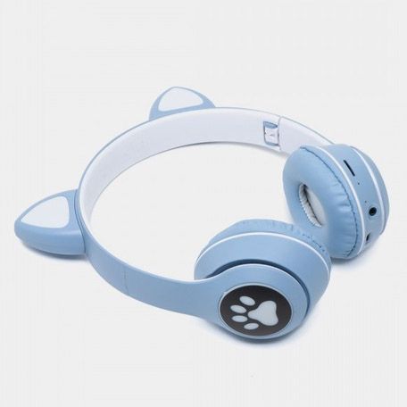 Беспроводные наушники с кошачьими ушками и RGB подсветкой Cat VZV 23M. Цвет: голубой 00023814 фото