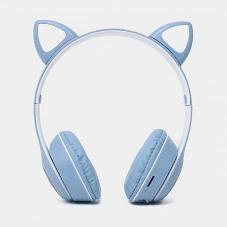 Беспроводные наушники с кошачьими ушками и RGB подсветкой Cat VZV 23M. Цвет: голубой 00023814 фото