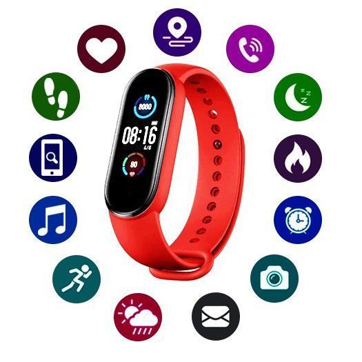 Фитнес браслет Smart Watch M5 Band Classic Black смарт часы-трекер. Цвет: красный 00022401 фото