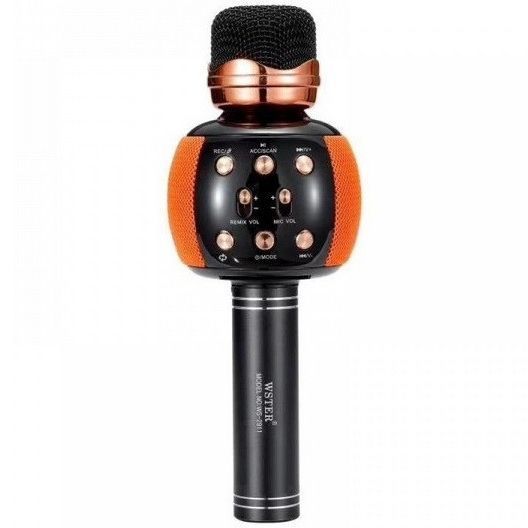 Беспроводной микрофон караоке блютуз WSTER WS-2911 Bluetooth динамик. Цвет: оранжевый 00016262 фото