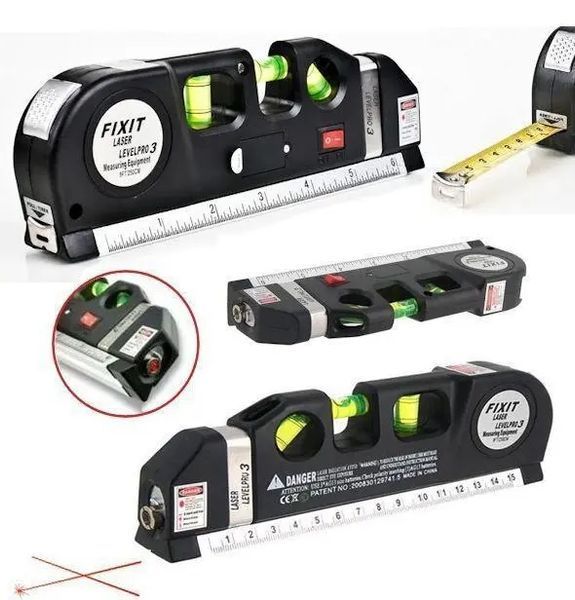 Лазерный уровень со встроенной рулеткой FIXIT Laser Level Pro 3 4в1 рулетка линейка 00022650 фото