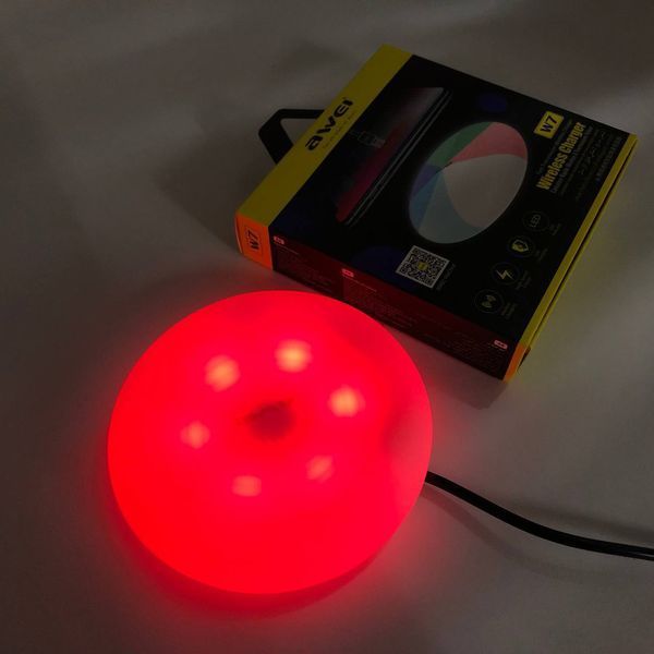 Бездротова зарядка з підсвічуванням 7 кольорів 10W 7 COLOR Awei W7 + WIRELESS CHARGE 00017723 фото