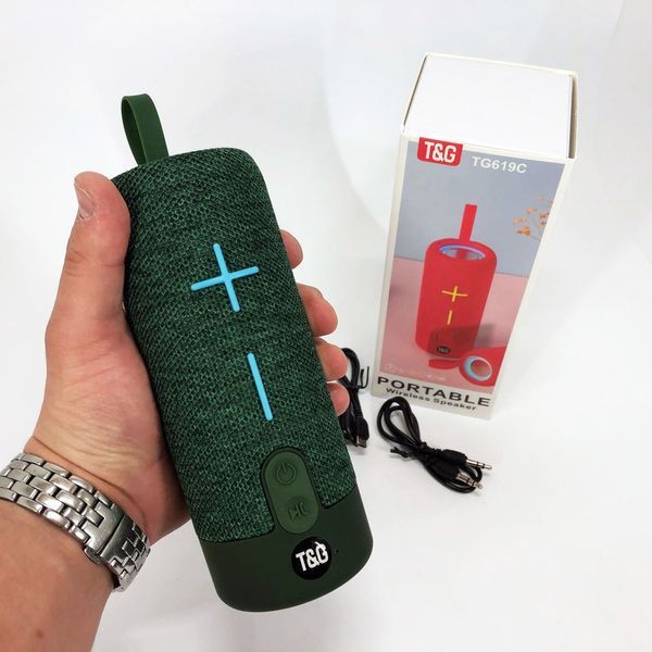 Портативна Bluetooth колонка TG619C FM-радіо USB/TF з ремінцем, колонка з акумулятором. Колір: зелений 00017217 фото