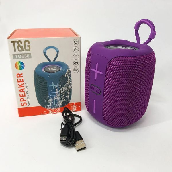 Портативна Bluetooth колонка TG658 8W з RGB підсвічуванням бездротова портативна потужна. Колір: фіолетовий 00017248 фото