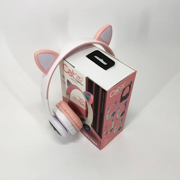 Беспроводные наушники с кошачьими ушками и RGB подсветкой Cat VZV 23M. Цвет: розовый 00023876 фото