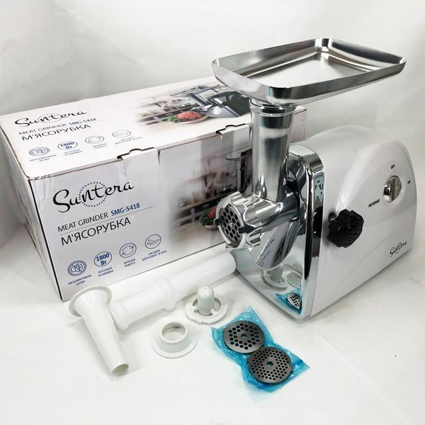 Мясорубка Suntera SMG-5418W, электромясорубка для дома, мясорубка с металлическим редуктором 00018944 фото