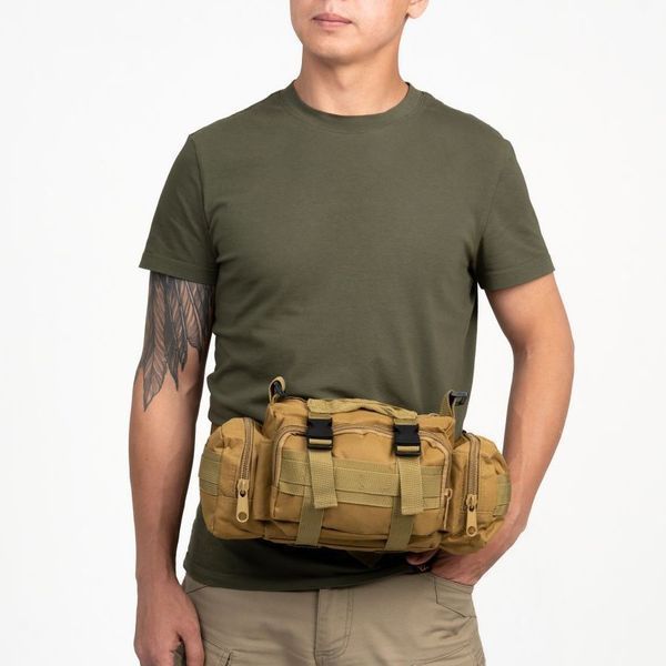 Сумка - подсумок тактическая поясная Tactical военная, сумка нагрудная с ремнем на плечо 5 литров кордура 00018338 фото