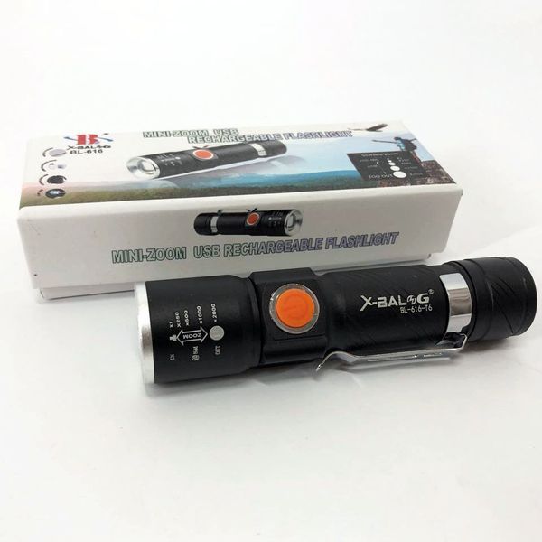 Ліхтар ручний акумуляторний тактичний X-Balog BL-616-T6 із зарядкою від павербанків із USB 00022901 фото