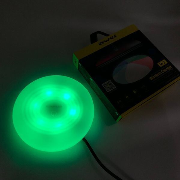 Бездротова зарядка з підсвічуванням 7 кольорів 10W 7 COLOR Awei W7 + WIRELESS CHARGE 00017723 фото