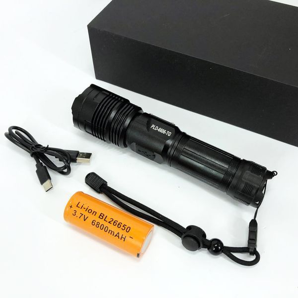 Ручной фонарик PLD-6606 White Laser LED PM50-TG, работает от аккумулятора, сверхмощный фонарик 00023402 фото