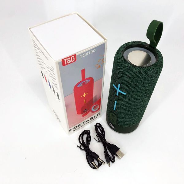 Портативна Bluetooth колонка TG619C FM-радіо USB/TF з ремінцем, колонка з акумулятором. Колір: зелений 00017217 фото