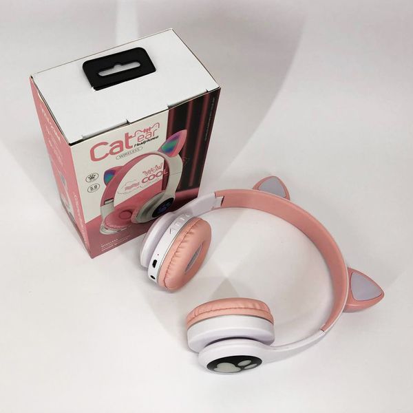 Беспроводные наушники с кошачьими ушками и RGB подсветкой Cat VZV 23M. Цвет: розовый 00023876 фото