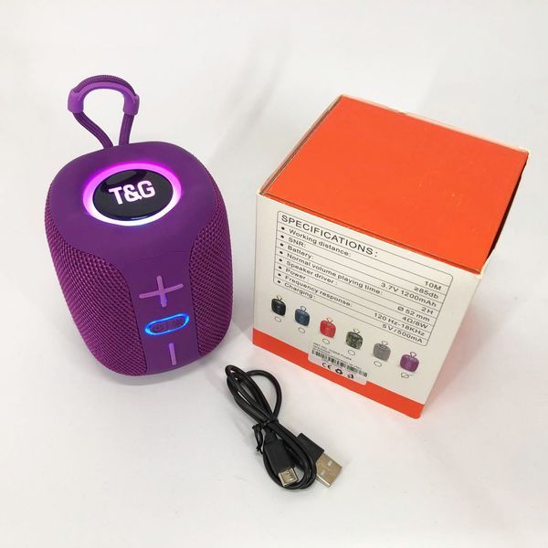Портативна Bluetooth колонка TG658 8W з RGB підсвічуванням бездротова портативна потужна. Колір: фіолетовий 00017248 фото