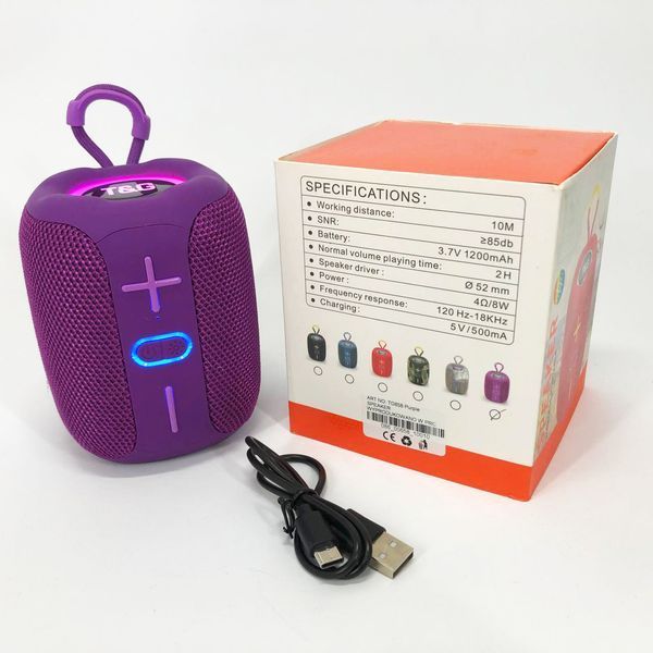 Портативна Bluetooth колонка TG658 8W з RGB підсвічуванням бездротова портативна потужна. Колір: фіолетовий 00017248 фото