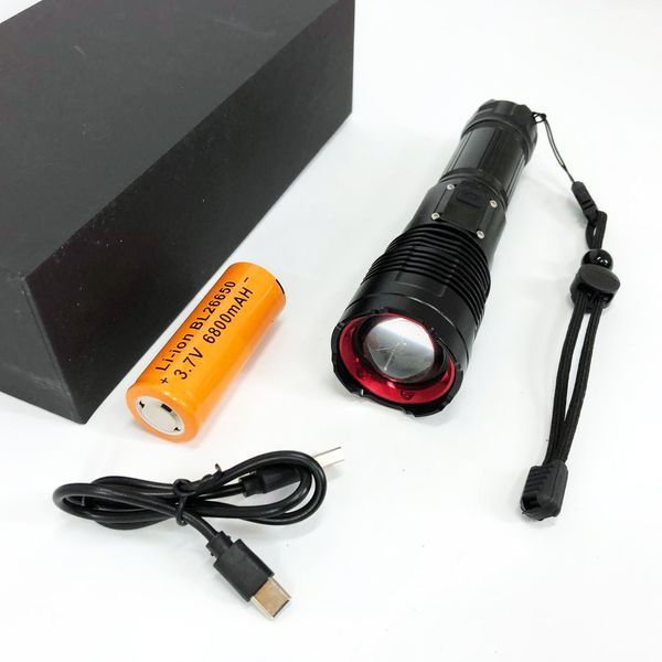 Ручной фонарик PLD-6606 White Laser LED PM50-TG, работает от аккумулятора, сверхмощный фонарик 00023402 фото