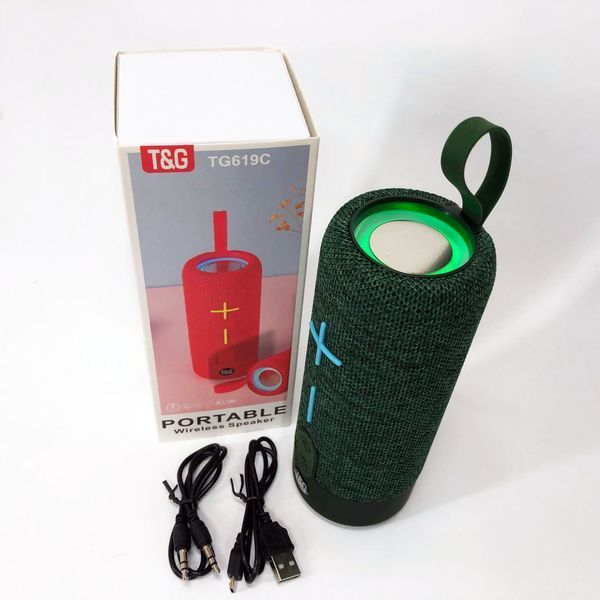 Портативна Bluetooth колонка TG619C FM-радіо USB/TF з ремінцем, колонка з акумулятором. Колір: зелений 00017217 фото