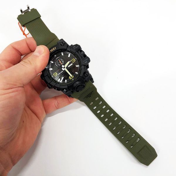 Годинник наручний чоловічий SKMEI 1586AG ARMY GREEN, чоловічий армійський водостійкий тактичний. Колір: зелений 00022047 фото