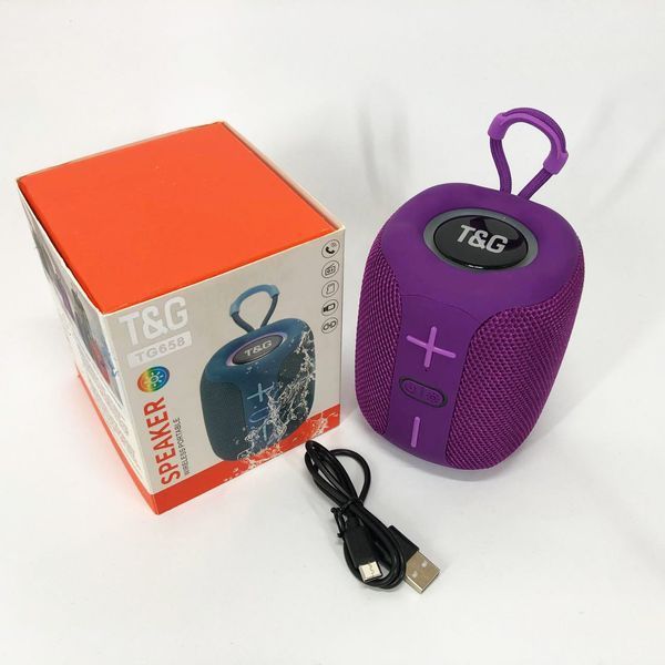 Портативна Bluetooth колонка TG658 8W з RGB підсвічуванням бездротова портативна потужна. Колір: фіолетовий 00017248 фото