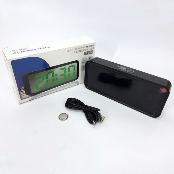 Годинник настільний DT-6508 з будильником та USB зарядкою із зеленим підсвічуванням, лід годинник настільний 00012621 фото