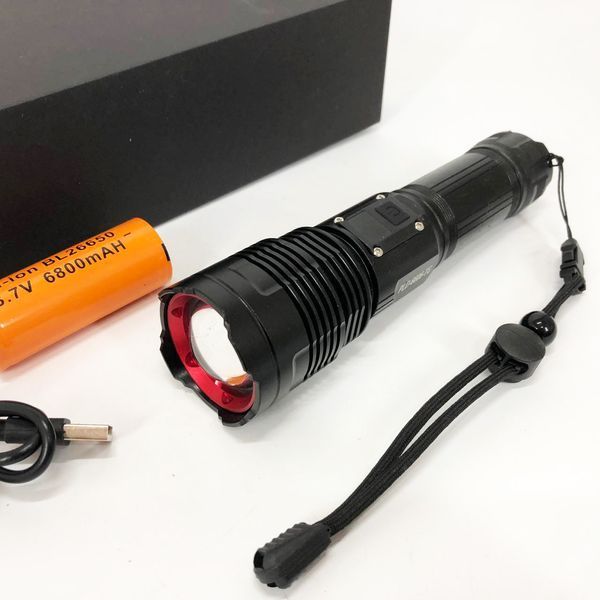 Ручной фонарик PLD-6606 White Laser LED PM50-TG, работает от аккумулятора, сверхмощный фонарик 00023402 фото