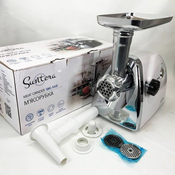 Мясорубка Suntera SMG-5418W, электромясорубка для дома, мясорубка с металлическим редуктором 00018944 фото