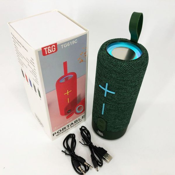 Портативна Bluetooth колонка TG619C FM-радіо USB/TF з ремінцем, колонка з акумулятором. Колір: зелений 00017217 фото