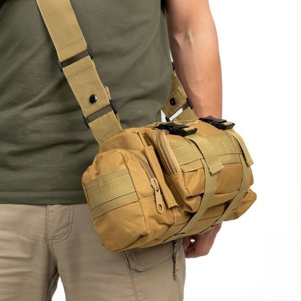 Сумка - подсумок тактическая поясная Tactical военная, сумка нагрудная с ремнем на плечо 5 литров кордура 00018338 фото
