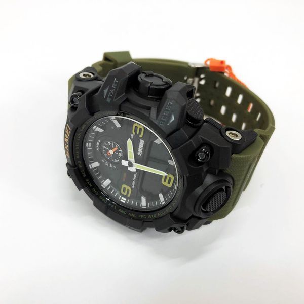 Годинник наручний чоловічий SKMEI 1586AG ARMY GREEN, чоловічий армійський водостійкий тактичний. Колір: зелений 00022047 фото