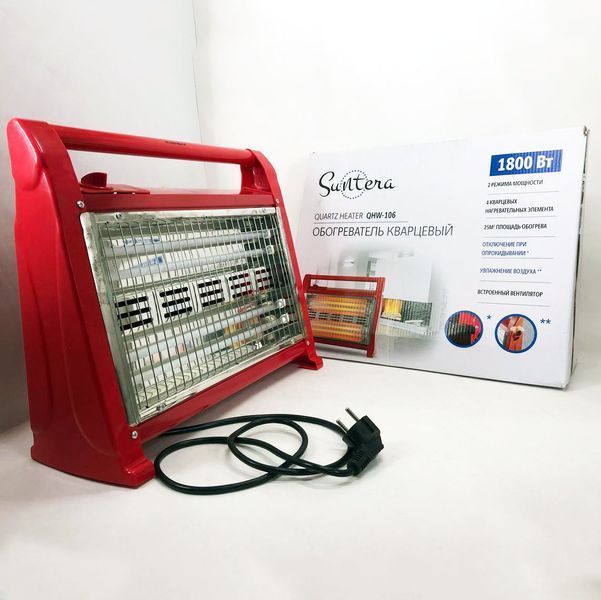 Кварцовий обігрівач Suntera QHW-106 1800Вт, кварцовий обігрівач для дому, переносний обігрівач 00012553 фото
