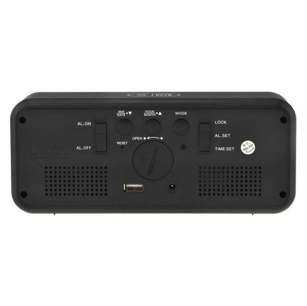 Годинник настільний DT-6508 з будильником та USB зарядкою із зеленим підсвічуванням, лід годинник настільний 00012621 фото