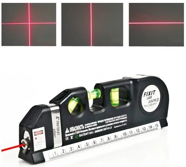 Лазерный уровень со встроенной рулеткой FIXIT Laser Level Pro 3 4в1 рулетка линейка 00022650 фото