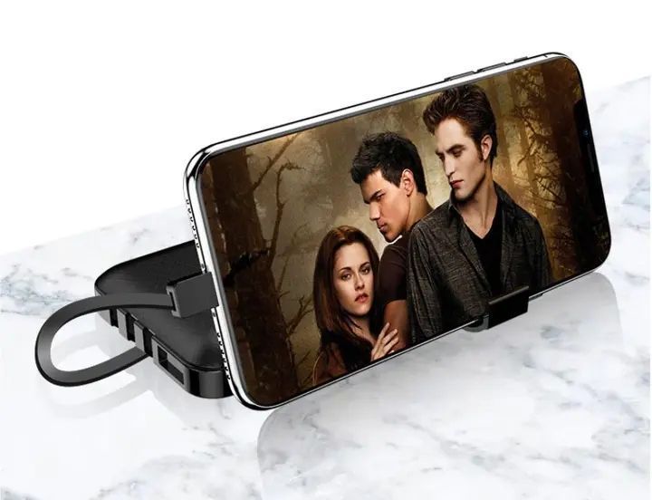 Павербанк 30000 mAh встроенные кабели USB, micro USB, Type-C, Lightning с подставкой для телефона, Портативная батарея Powerbank 00017874 фото