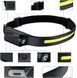 Легкий налобний ліхтар LED+COB з датчиком руху та червоним світлом (чорний) 00023269 фото 2