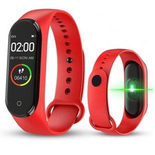 Фитнес Браслет Smart Band M4 c Пульсометром и Тонометром. Цвет: красный 00022397 фото