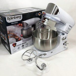 Электрический планетарный миксер тестомес Rainberg RB-8083 3200 Вт с насадками. Цвет: белый 00018670 фото