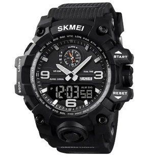 Часы наручные мужские SKMEI 1586BK BLACK, водонепроницаемые мужские часы, часы спортивные. Цвет: черный 00022048 фото