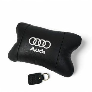 Автомобільна подушка для підголівника Audi &ndash; чорна натуральна шкіра 00016838 фото