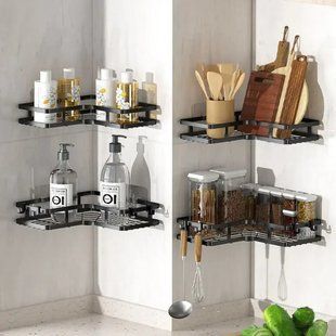 Кутова полиця для ванної кімнати із нержавіючої сталі Corner shower caddy Чорного кольору 00014032 фото