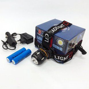 Фонарь налобный светодиодный водонепроницаемый с 2 аккумуляторами Bailong BL-T06B-P90, головной фонарик 00022902 фото