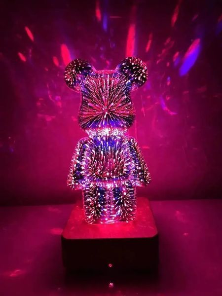 3D лампа Кришталевий Ведмедик Феєрверк Ведмідь Bearbick декоративний скляний нічник світлодіодний світильник 16 кольорів LED 00024437 фото