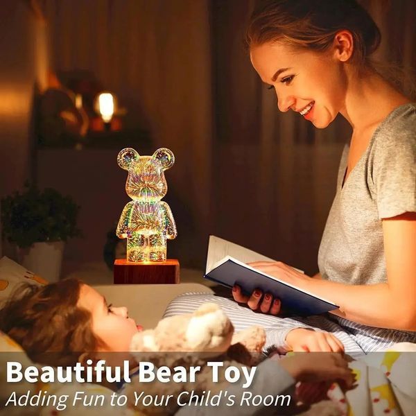 3D лампа Кришталевий Ведмедик Феєрверк Ведмідь Bearbick декоративний скляний нічник світлодіодний світильник 16 кольорів LED 00024437 фото