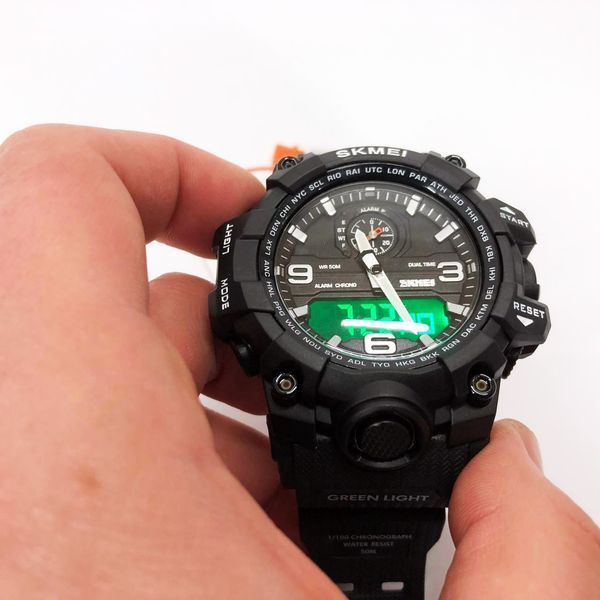 Часы наручные мужские SKMEI 1586BK BLACK, водонепроницаемые мужские часы, часы спортивные. Цвет: черный 00022048 фото
