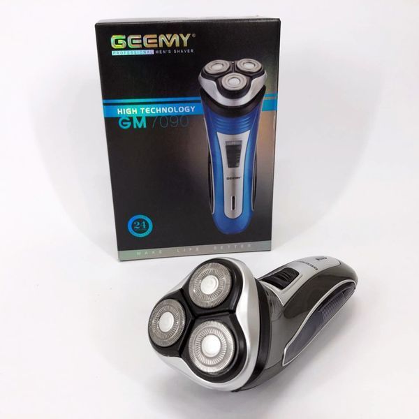 Електробритва GEEMY GM-7090 3 в 1 тример, бездротова електробритва, Тример для вусів. Колір: синій 00015135 фото