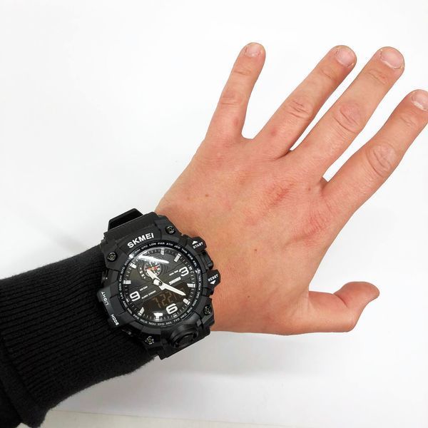 Часы наручные мужские SKMEI 1586BK BLACK, водонепроницаемые мужские часы, часы спортивные. Цвет: черный 00022048 фото