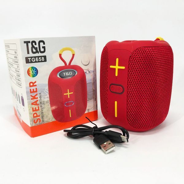 Портативная Bluetooth колонка TG658 8W с RGB подсветкой, колонка для вечеринки. Цвет: красный 00017249 фото