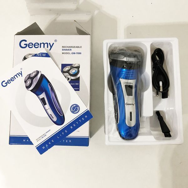Електробритва GEEMY GM-7090 3 в 1 тример, бездротова електробритва, Тример для вусів. Колір: синій 00015135 фото