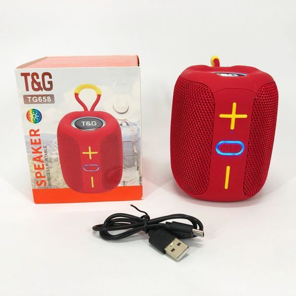 Портативная Bluetooth колонка TG658 8W с RGB подсветкой, колонка для вечеринки. Цвет: красный 00017249 фото