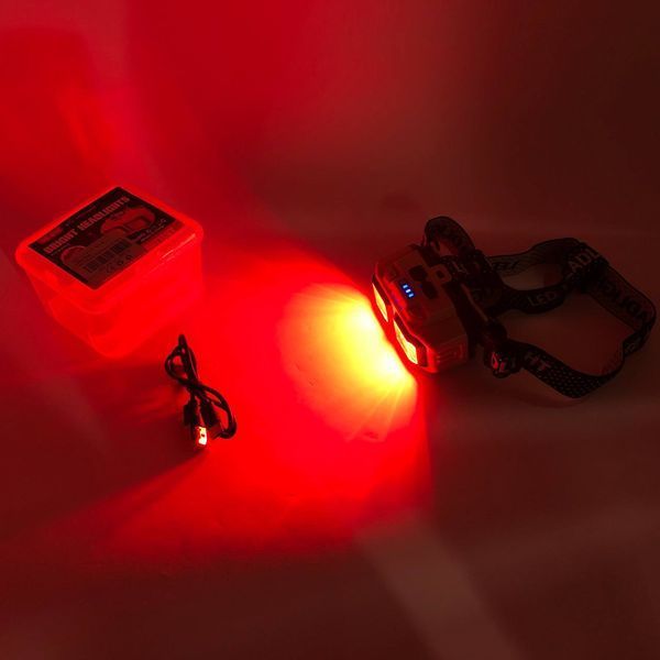 Ліхтар налобний акумуляторний Bailong HX-816 2COB(white+red) вологозахист, Ліхтар на голову для бігу 00023361 фото