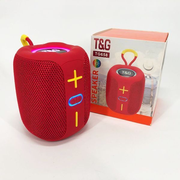 Портативная Bluetooth колонка TG658 8W с RGB подсветкой, колонка для вечеринки. Цвет: красный 00017249 фото